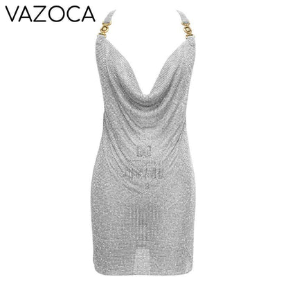 Crystal Mesh Rhinestones Mini Dress