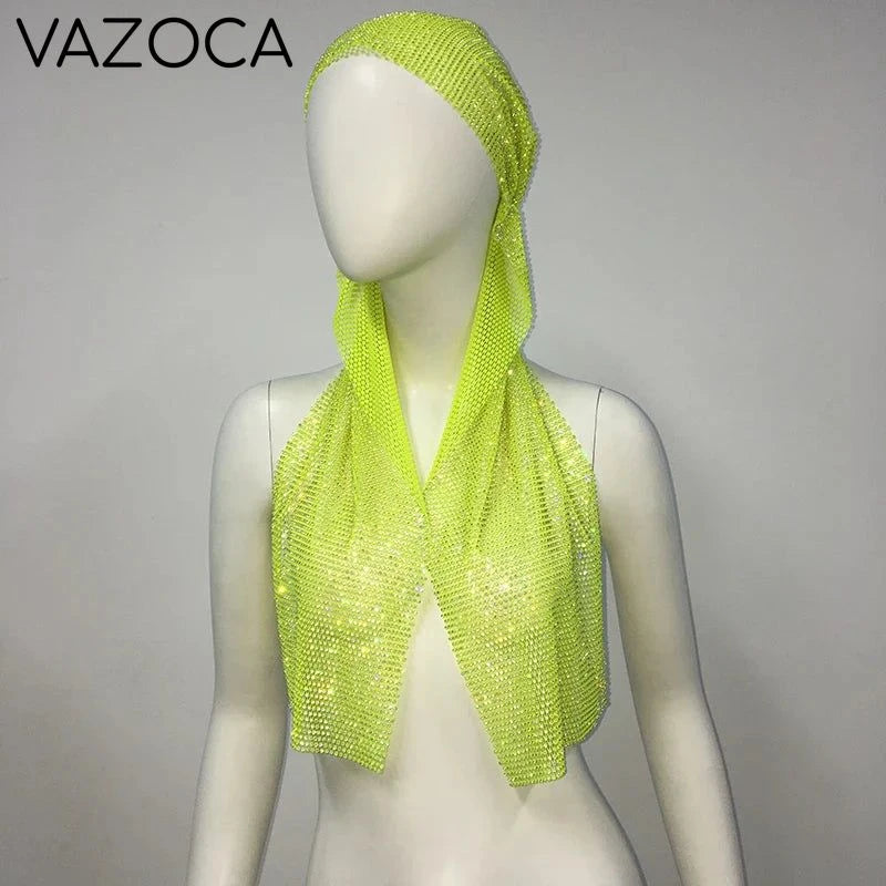 Crystal Rhinestone Fishnet Headscarf