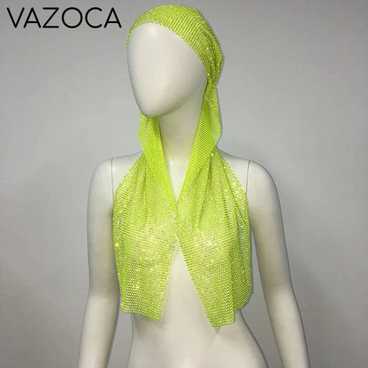 Crystal Rhinestone Fishnet Headscarf
