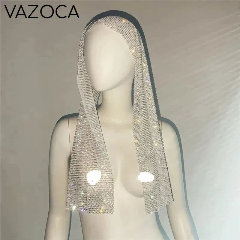 Crystal Rhinestone Fishnet Headscarf