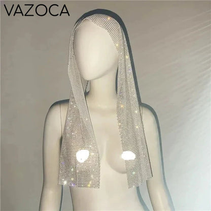 Crystal Rhinestone Fishnet Headscarf