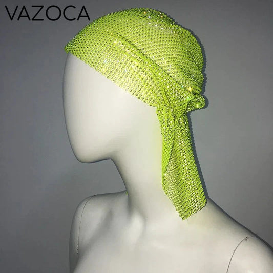 Crystal Rhinestone Fishnet Headscarf