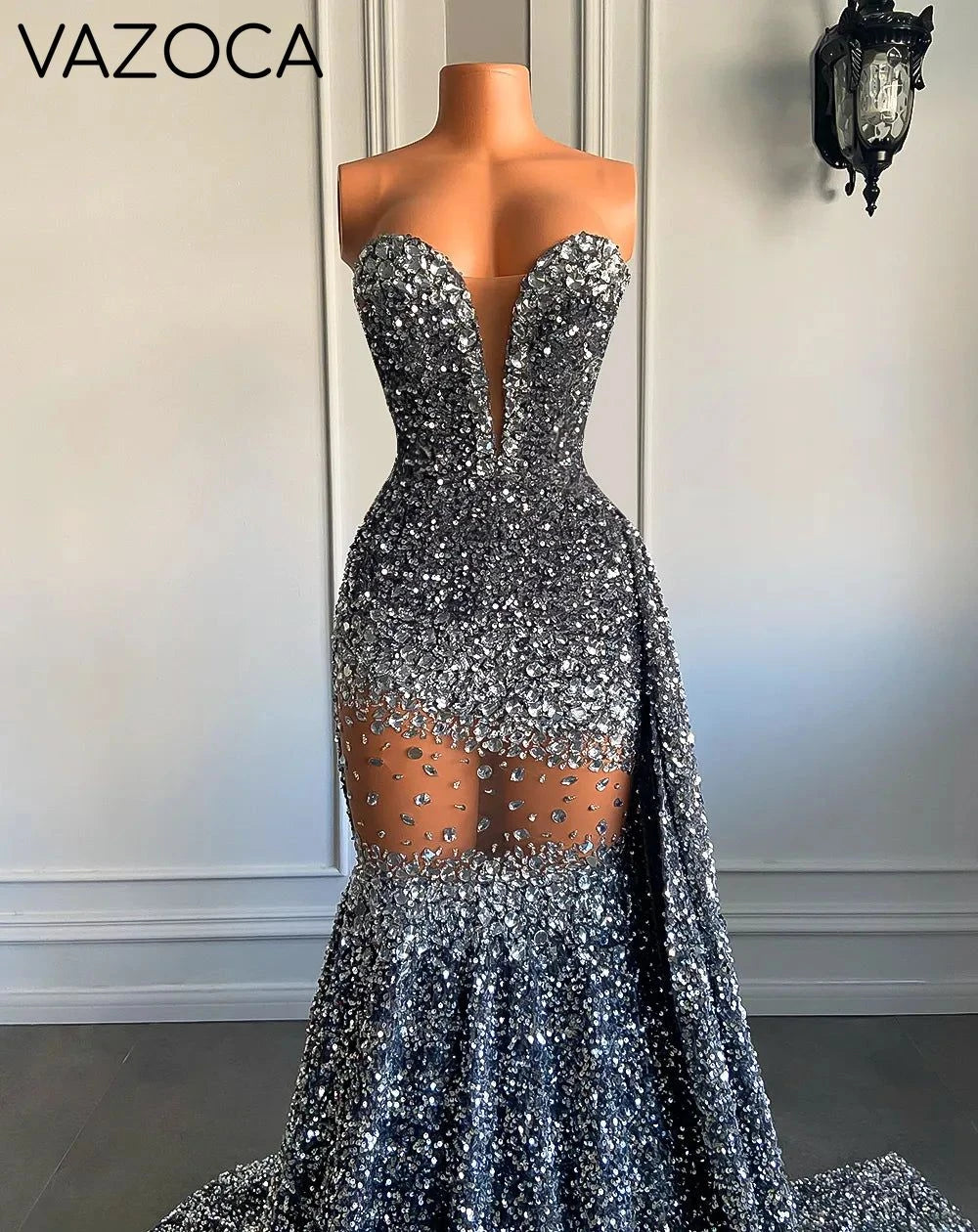 Crystal Sequin Mermaid Maxi Dress