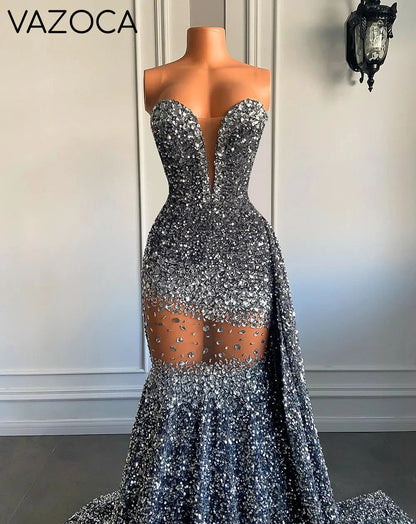 Crystal Sequin Mermaid Maxi Dress