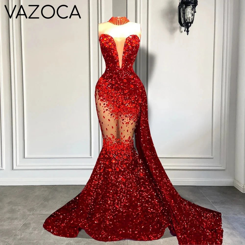 Crystal Sequin Mermaid Maxi Dress