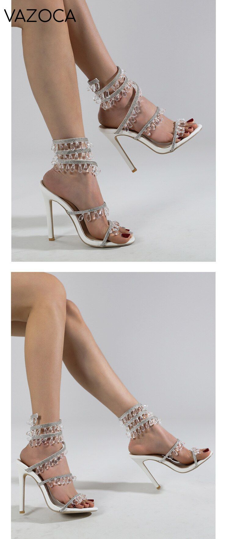 Crystal String Bead High Heels