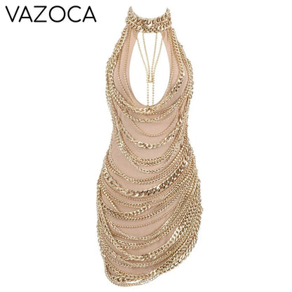 Cuban Link Mesh Dress Gold