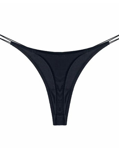 Female Breathable Double Strapes One-piece Thong Black