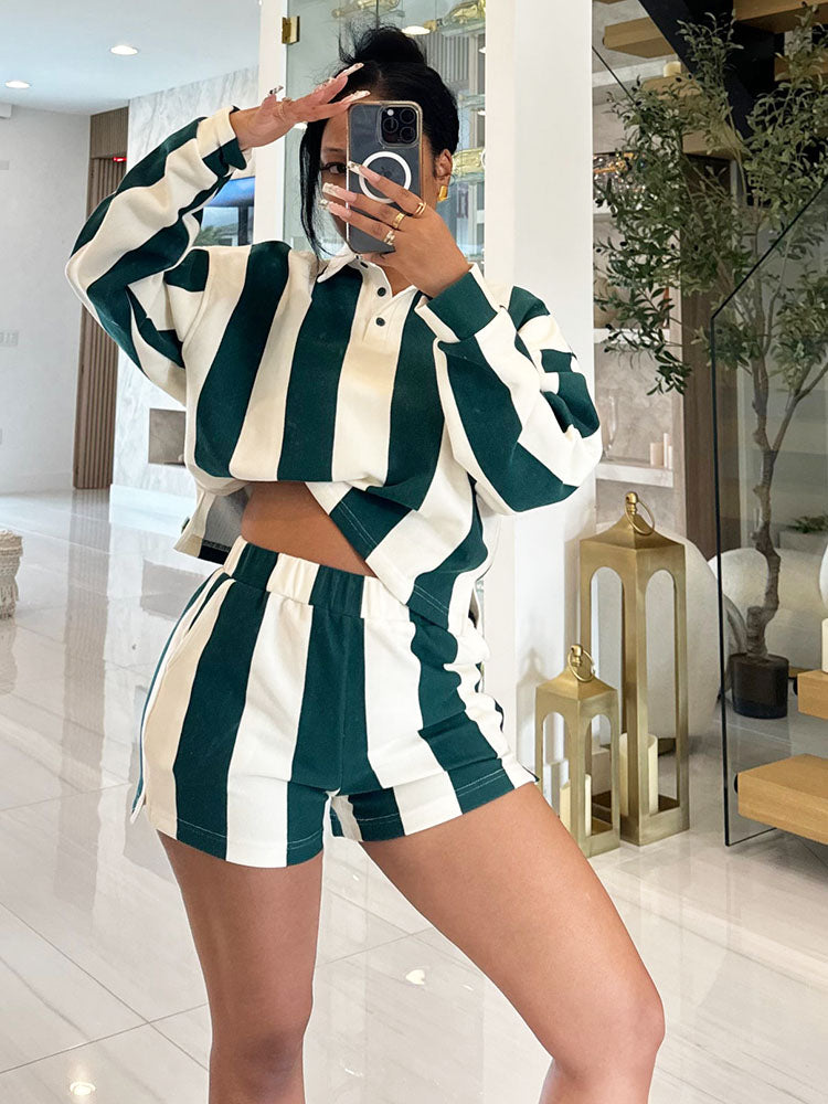 Shirt Polo Top & Shorts Set