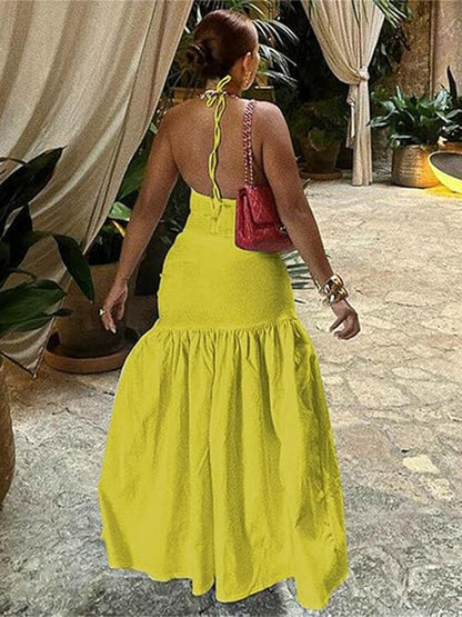 Halter Top Split Maxi Skirt Set