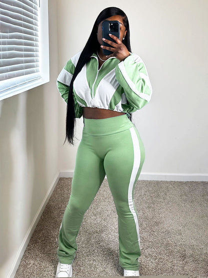Sporty Contrast Jacket & Leggings Set