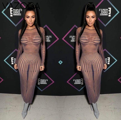 Debbie Sheer Mesh Maxi Dress