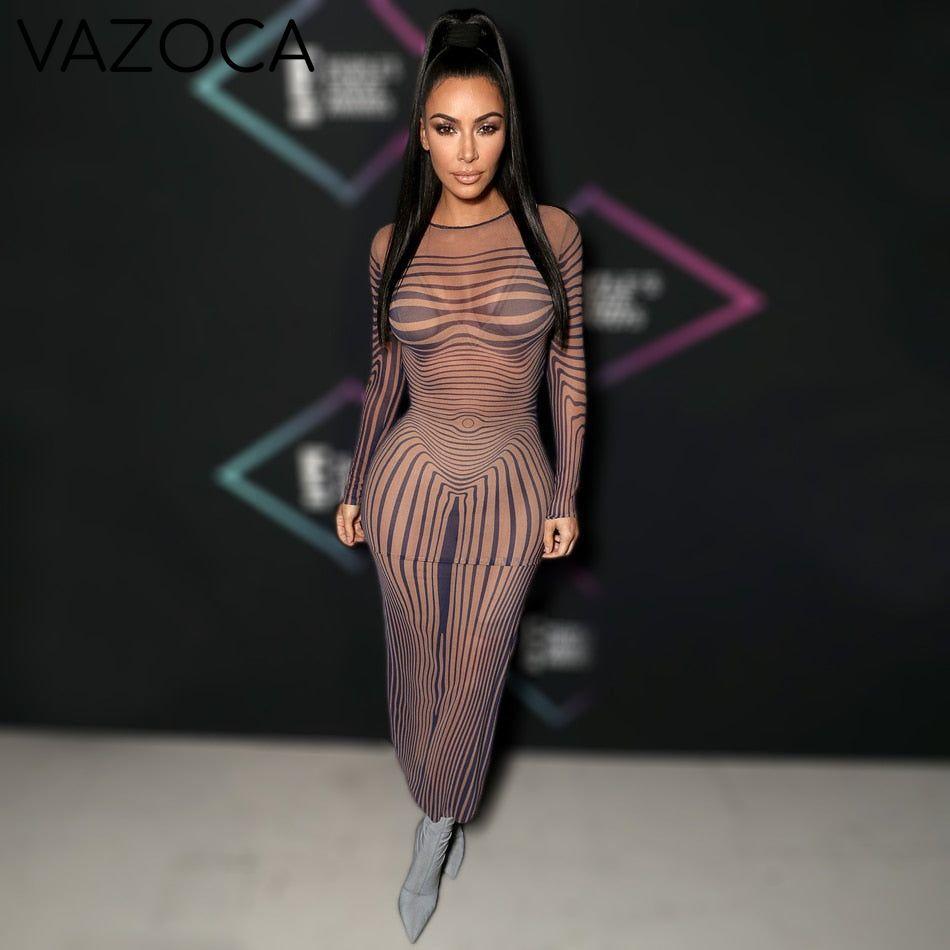 Debbie Sheer Mesh Maxi Dress