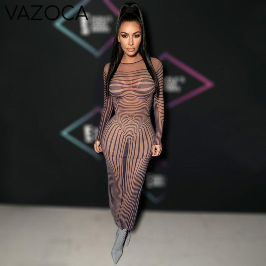 Debbie Sheer Mesh Maxi Dress