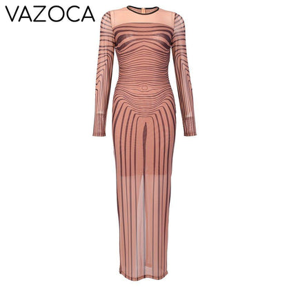 Debbie Sheer Mesh Maxi Dress