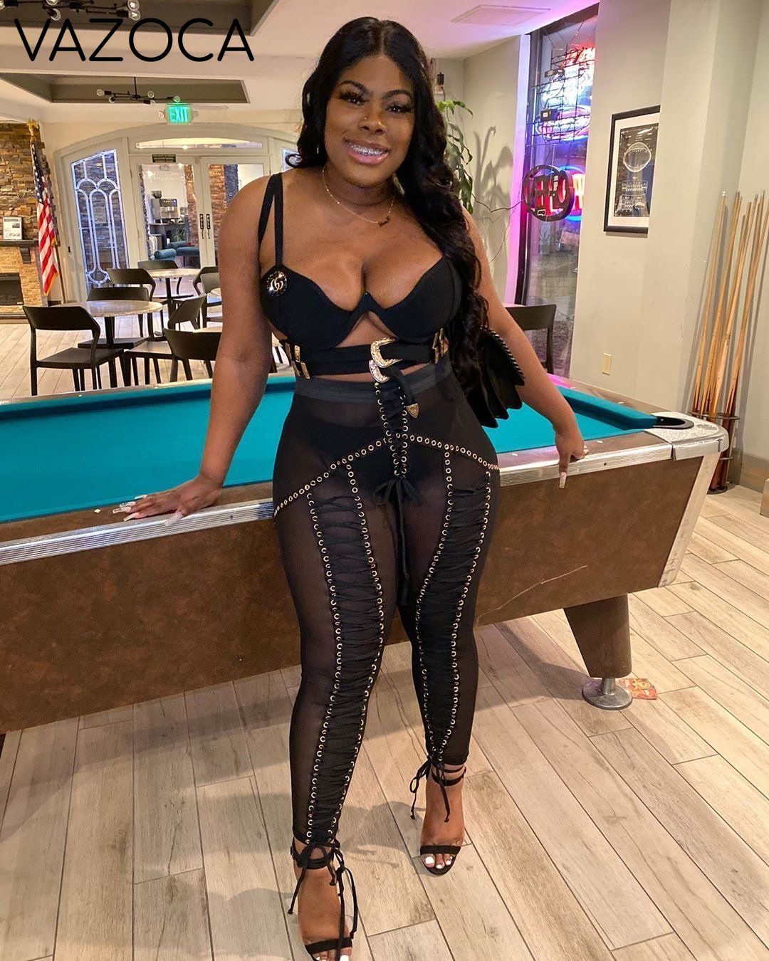 Diva Lace Up Mesh Pants