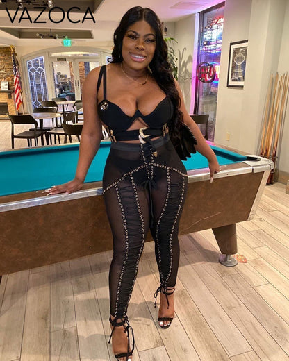 Diva Lace Up Mesh Pants