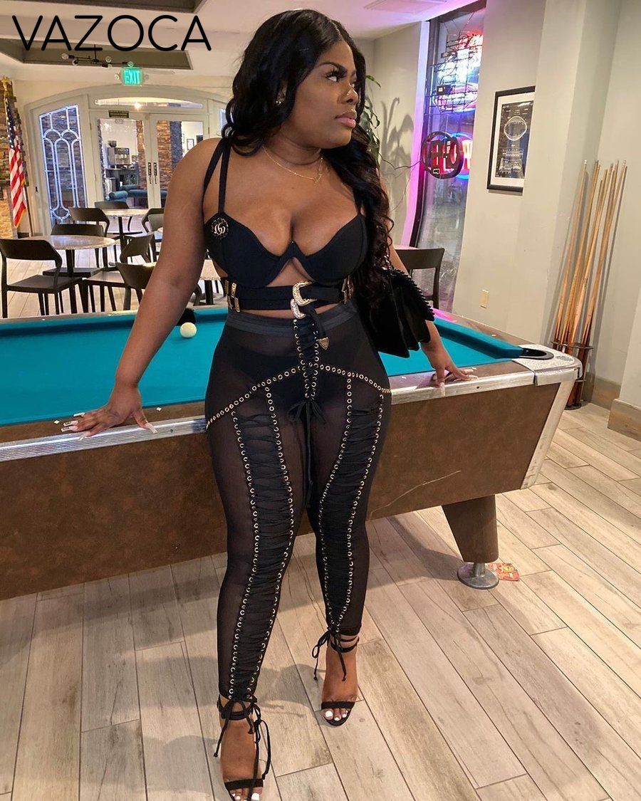 Diva Lace Up Mesh Pants
