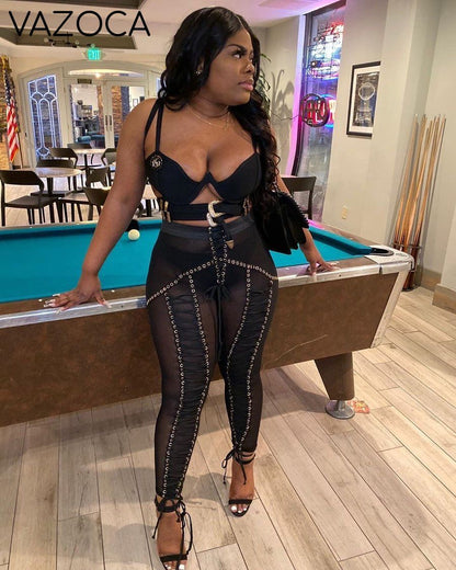 Diva Lace Up Mesh Pants