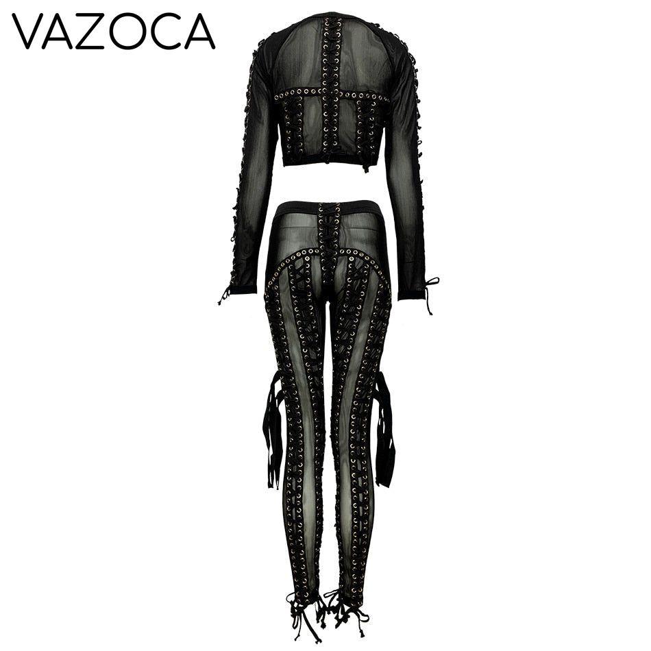 Diva Lace Up Mesh Pants Set