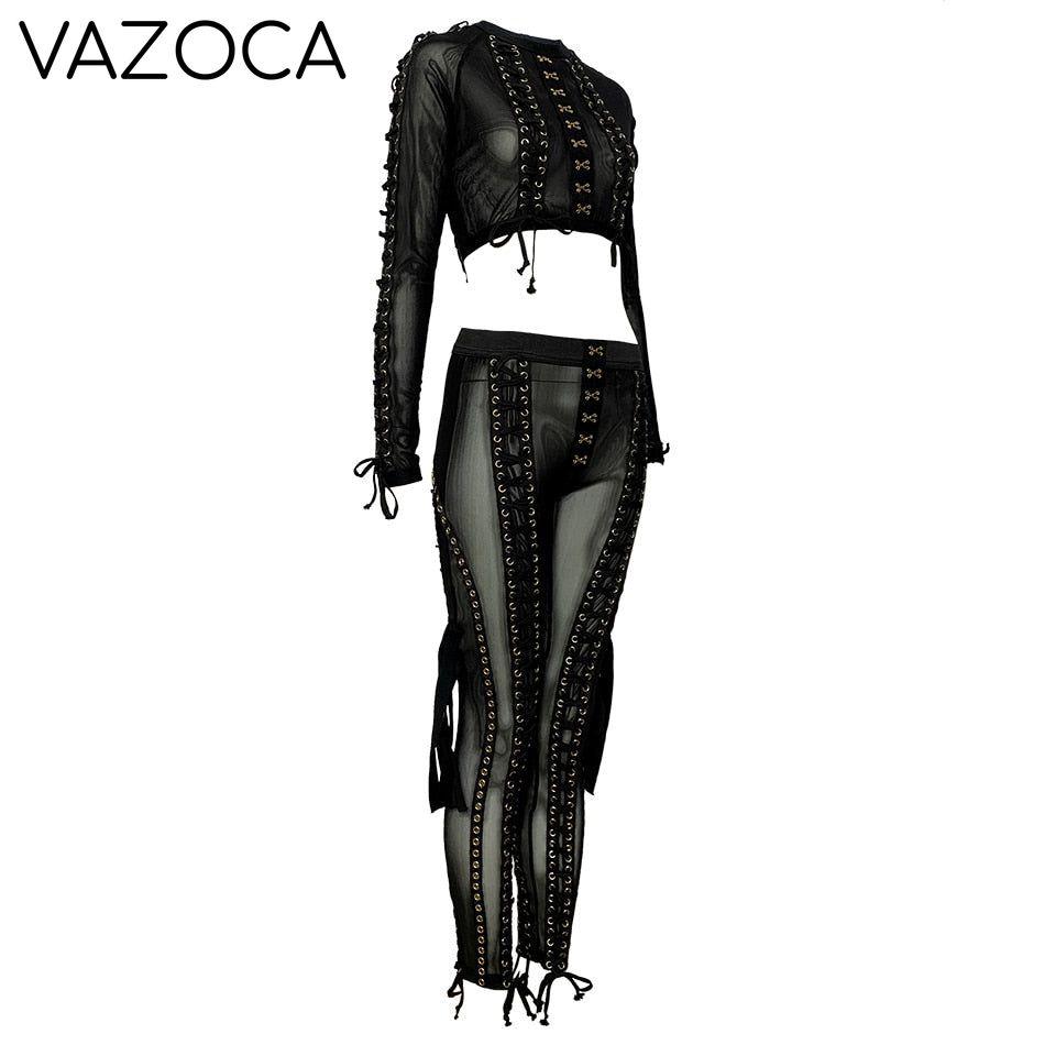 Diva Lace Up Mesh Pants Set