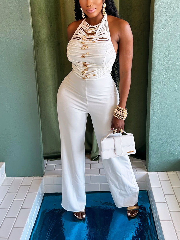 Halter Bead Jumpsuit