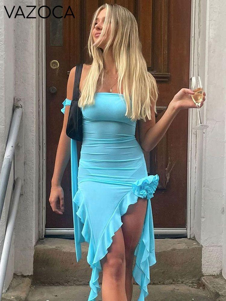 Eliza Mesh Bodycon Mini Dress Blue