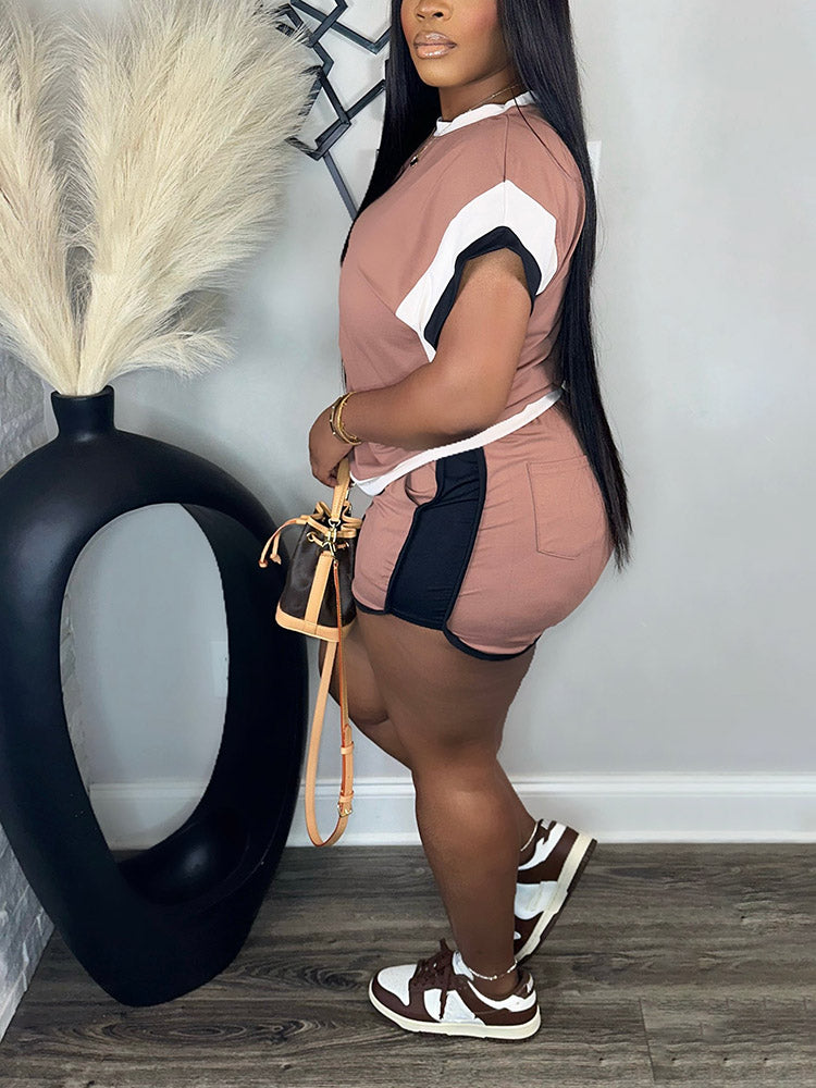 Colorblock Shorts Set