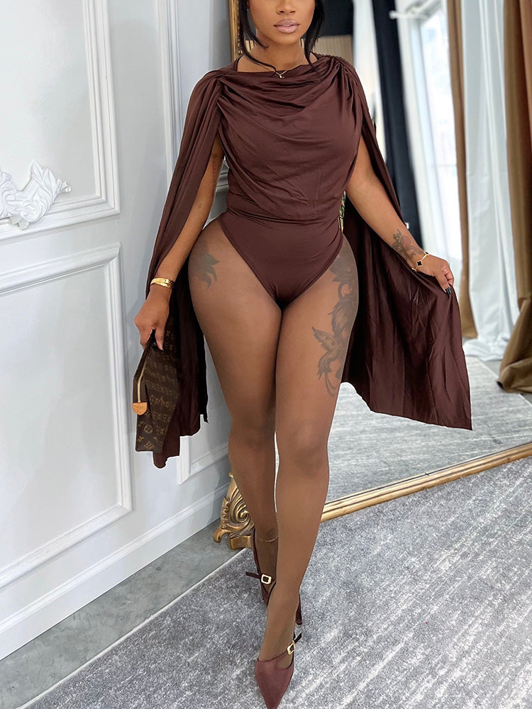 Goddess Draped Cape Bodysuit