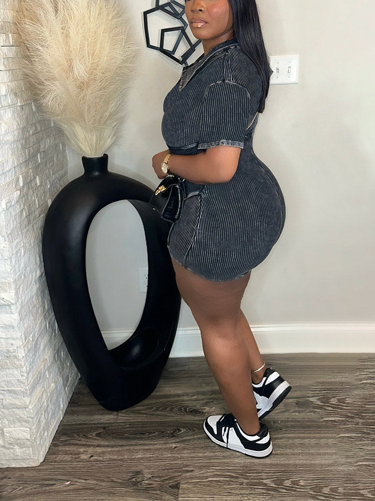 Ribbed Washed Romper