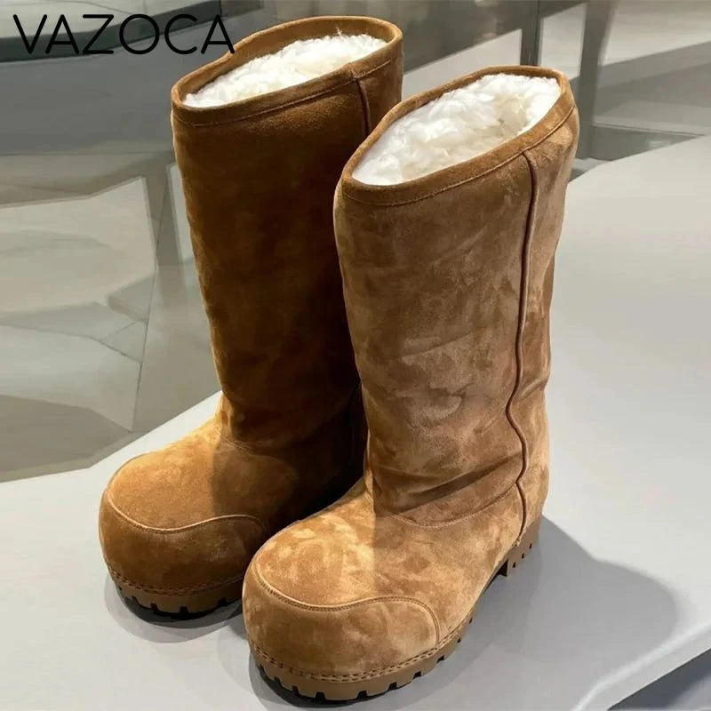 Fashionable Platform Boots Camel
