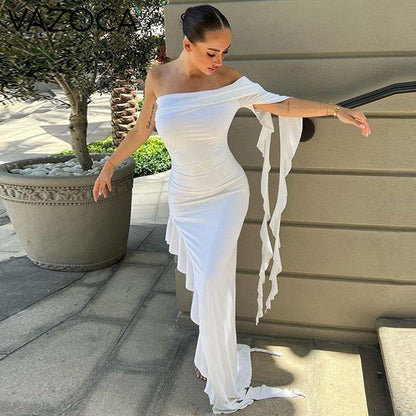 Fatima Ruffle Maxi Dress White
