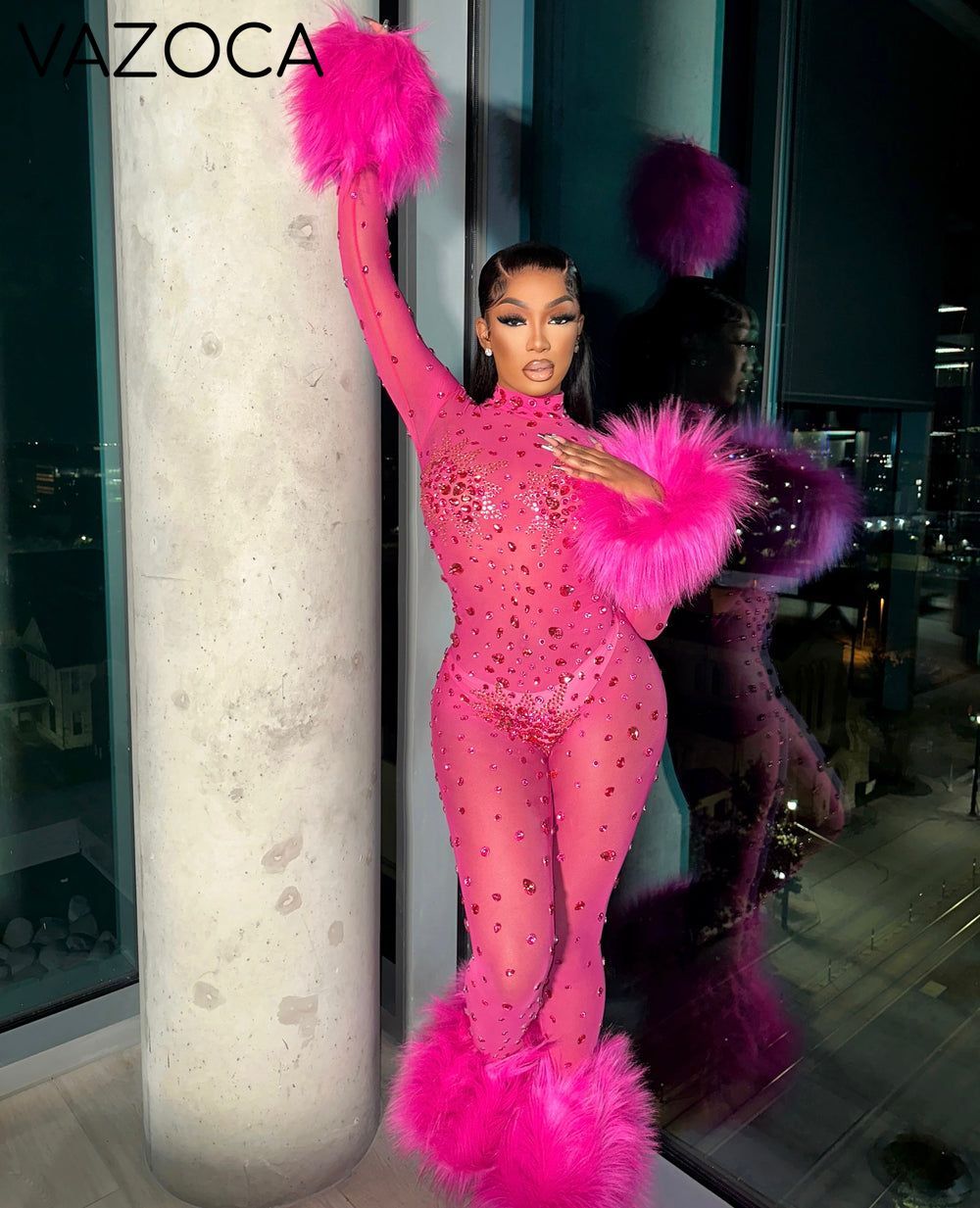 Feather Rhinestone Jumpsuit