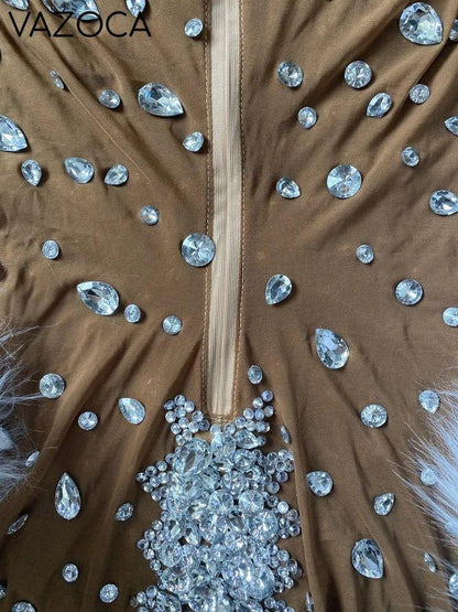 Feather Rhinestone Jumpsuit