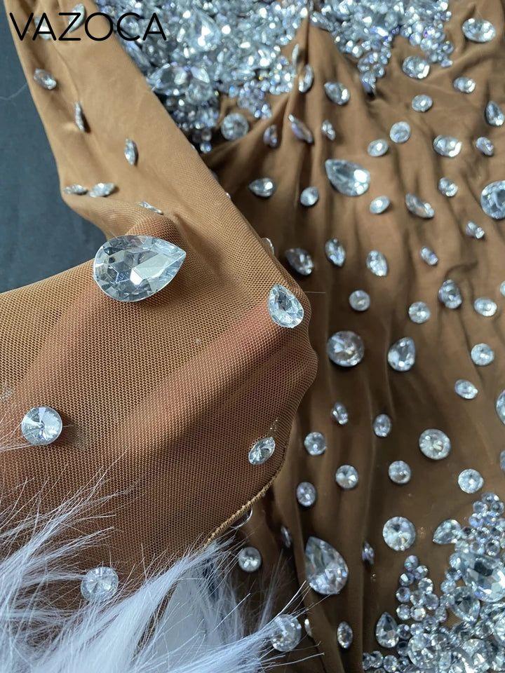 Feather Rhinestone Jumpsuit