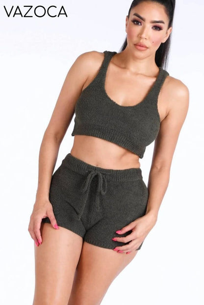 Feel the Vibe Knitted Set- Olive