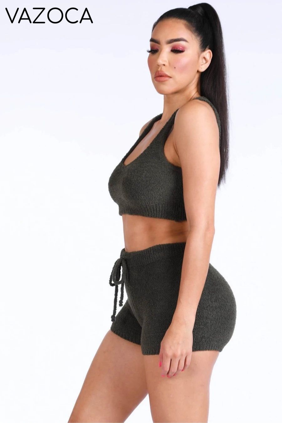 Feel the Vibe Knitted Set- Olive