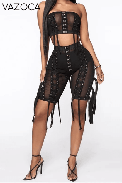 Feeling My Mesh Short Set Black