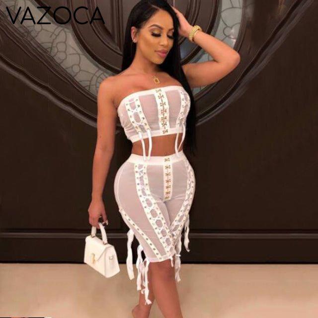 Feeling My Mesh Short Set White