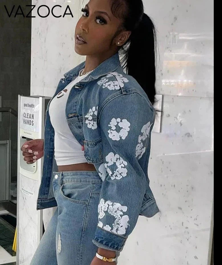 Floral Print Denim Jackets