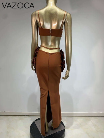 Flowers Bandage Skirt Set