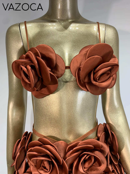 Flowers Bandage Skirt Set