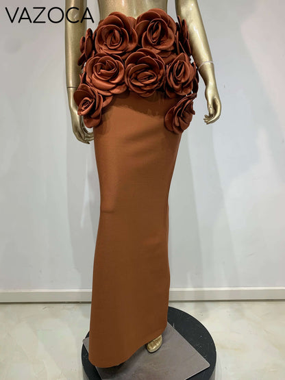 Flowers Bandage Skirt Set