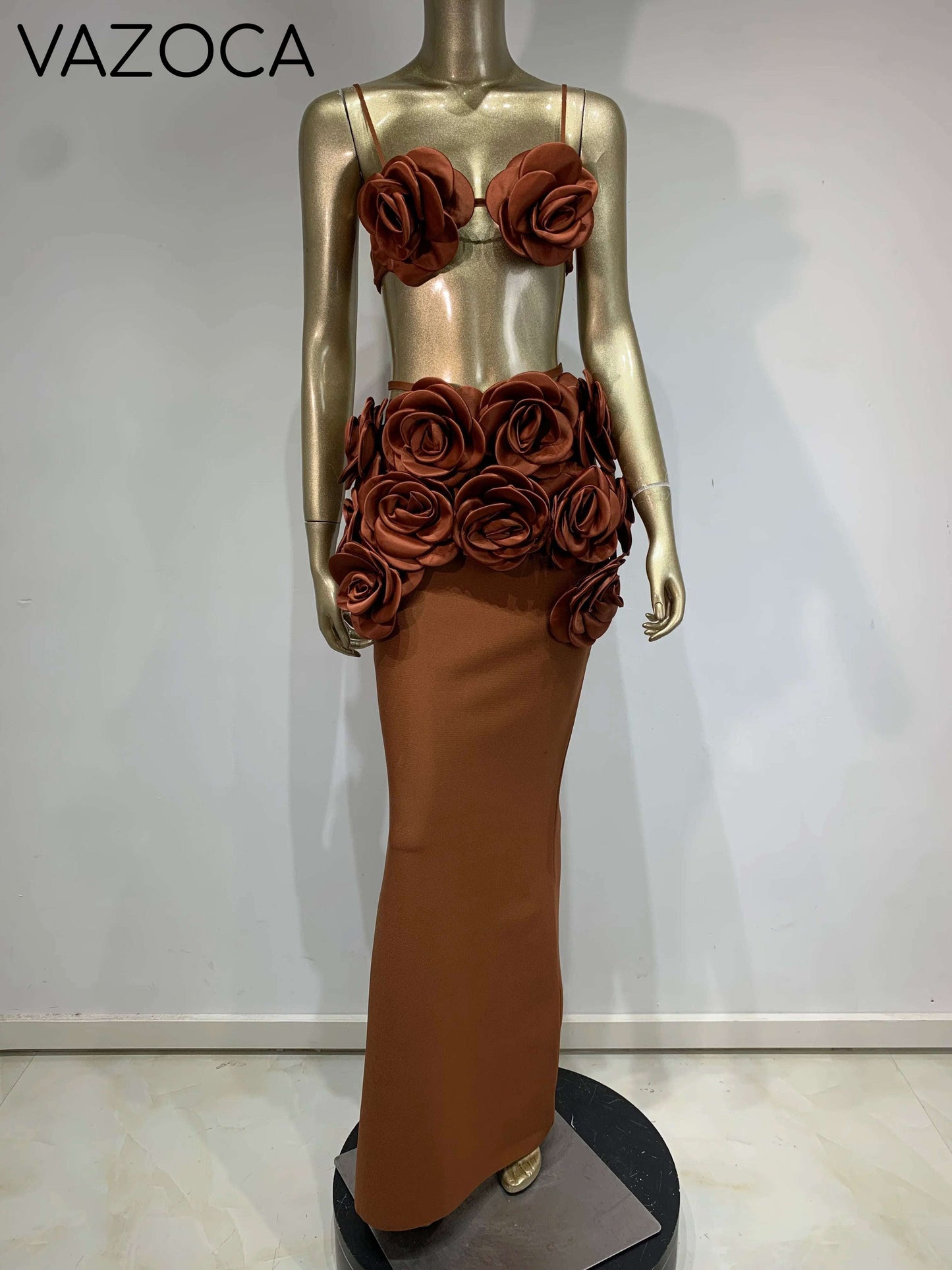 Flowers Bandage Skirt Set
