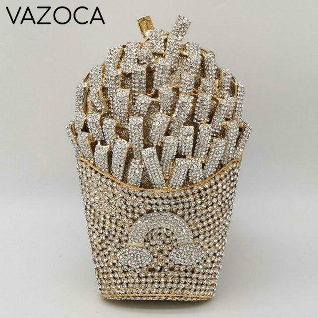 Fries Rainbow Clutch Bag Gold Silver Small Clutch