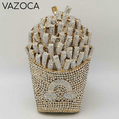 Fries Rainbow Clutch Bag Gold Silver Small Clutch