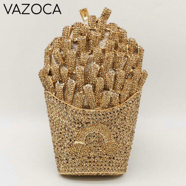 Fries Rainbow Clutch Bag Gold Small Clutch