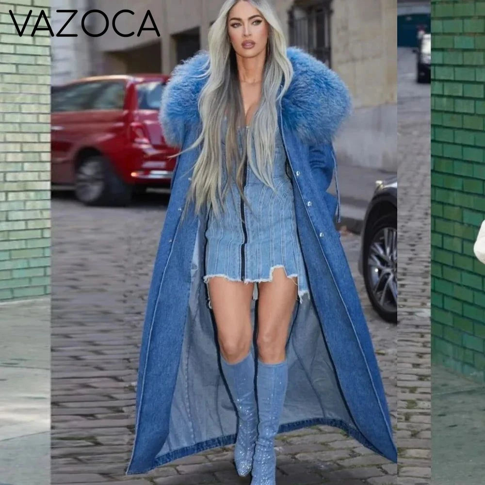 Fur Collar Denim Coat