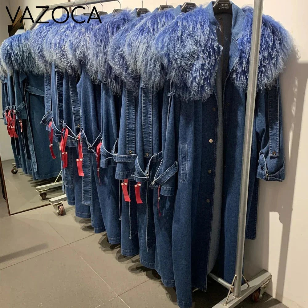 Fur Collar Denim Coat