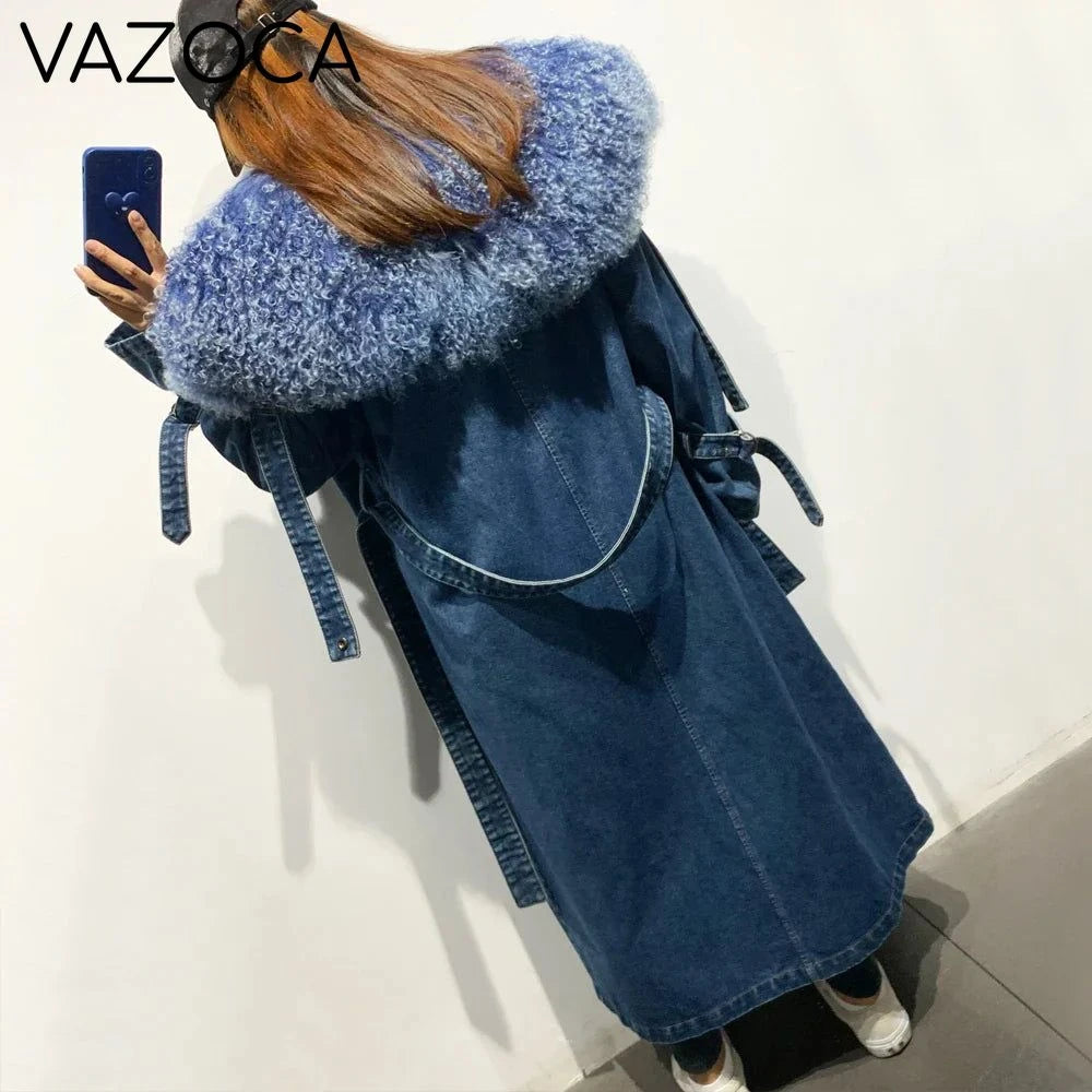 Fur Collar Denim Coat